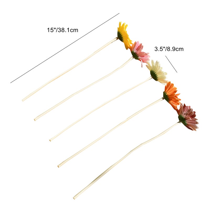Mandy's PU Multiclor Gerbera Daisy Artificial Flowers 12 Stems for Thanksgiving and Christmas Decorations Flexible Centerpiece Wedding Bouquet Home DÃ©cor - Image 2